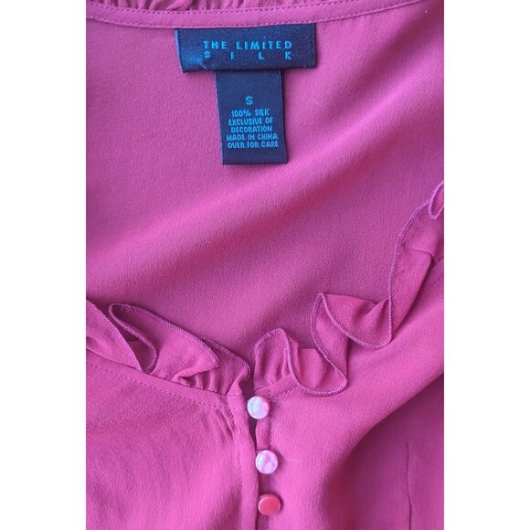 The Limited 100% Silk Flattering Sheer Feminine Buttoned Red Blouse Size S - Picture 4 of 7
